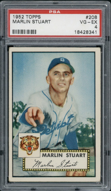 1952 Topps Marlin Stuart #208 Detroit Tigers RC PSA 4 front of card