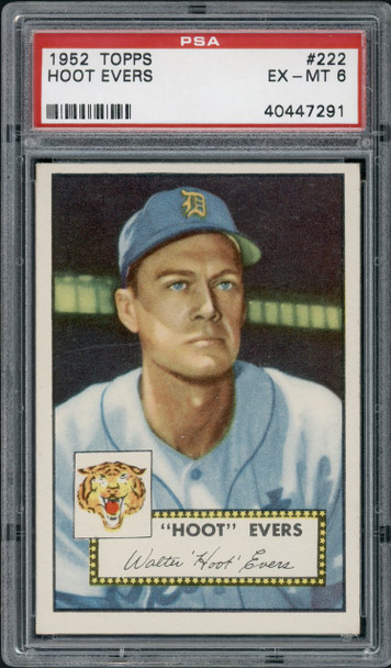 1952 Topps Hoot Evers #222 Detroit Tigers PSA 6 front of card