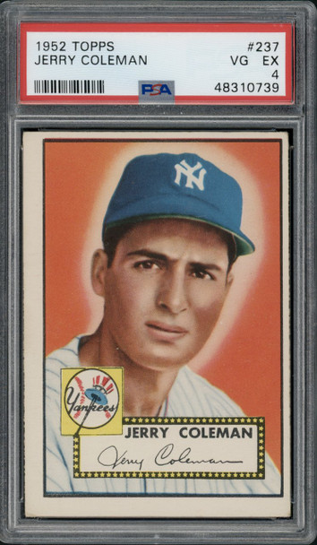 1952 Topps Jerry Coleman #237 New York Yankees PSA 4 front of card
