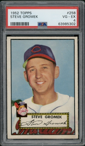 1952 Topps Steve Gromek #258 Cleveland Indians PSA 4 front of card