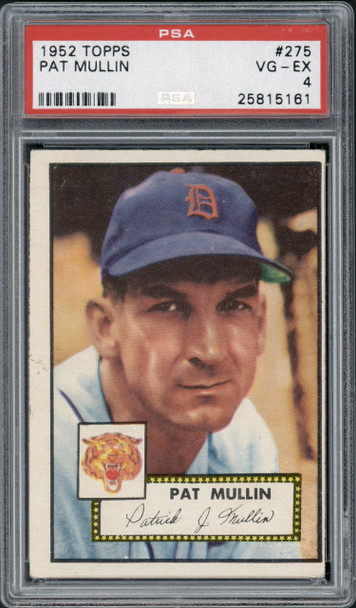 1952 Topps Pat Mullin #275 Detroit Tigers PSA 4 front of card