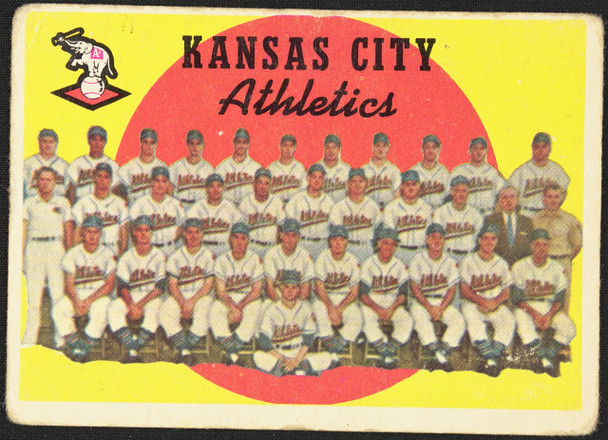 1959 Topps Kansas City Athletics #172 Team Checklist Kansas City Athletics Poor R100106 front of card