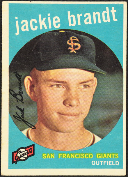 1959 Topps Jackie Brandt #297 San Francisco Giants RC Low Grade - Marks R100122 front of card