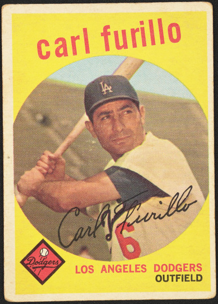 1959 Topps Carl Furillo #206 Gray Back Los Angeles Dodgers VG R100126 front of card