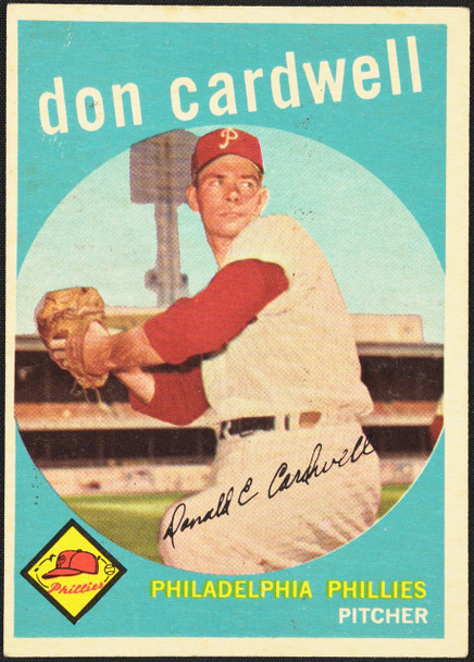 1959 Topps Don Cardwell #314 Philadelphia Phillies Low Grade - Marks R100133 front of card