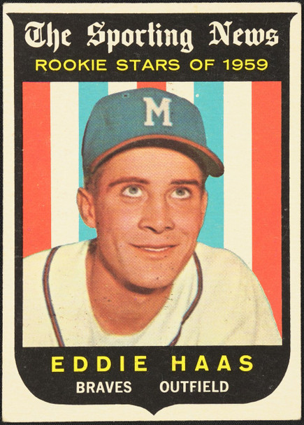 1959 Topps Eddie Haas #126 Rookie Stars Milwaukee Braves RC Low Grade - Marks R100154 front of card