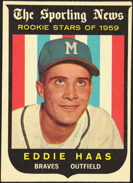 1959 Topps Eddie Haas #126 Rookie Stars Milwaukee Braves RC VG R100155 front of card