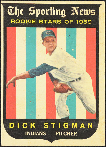 1959 Topps Dick Stigman #142 Rookie Stars Cleveland Indians RC VG R100160 front of card