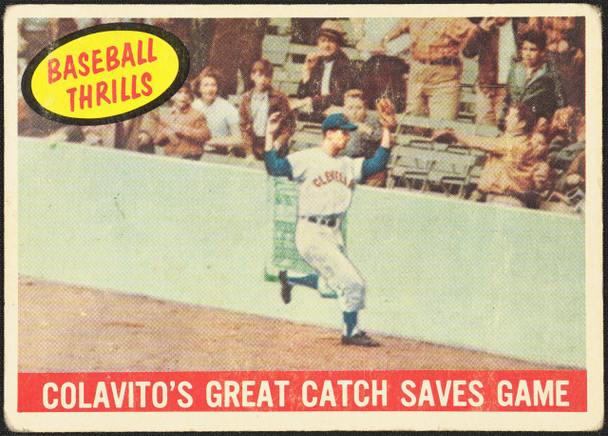 1959 Topps Colavito's Great Catch Saves Game #462 Baseball Thrills Cleveland Indians Low Grade - Marks R100177 front of card