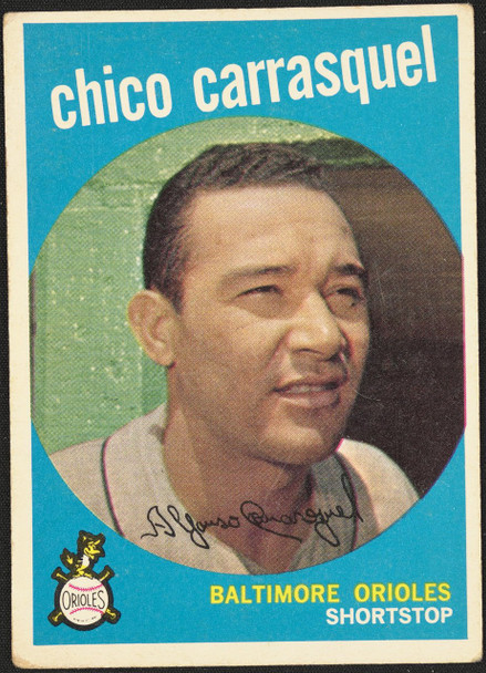 1959 Topps Chico Carrasquel #264 White Back Baltimore Orioles VG R100221 front of card