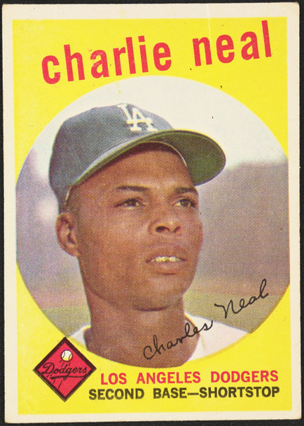 1959 Topps Charlie Neal #427 Los Angeles Dodgers Low Grade - Creases R100258 front of card