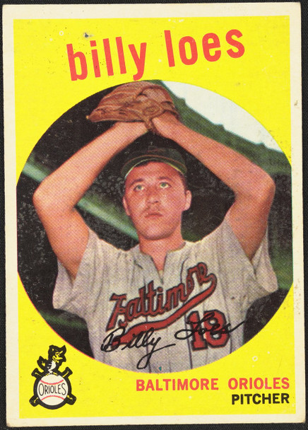 1959 Topps Billy Loes #336 Traded line / corrected treatment Baltimore Orioles VG R100280 front of card
