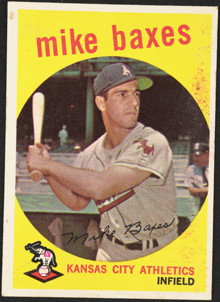 1959 Topps Mike Baxes #381 Kansas City Athletics Low Grade - Marks R100293 front of card