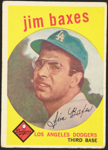 1959 Topps Jim Baxes #547 Los Angeles Dodgers RC Low Grade - Marks R100302 front of card