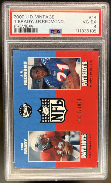 Front of 2000 UD Vintage Brady / Redmond #14 Preview /1000 RC PSA 4