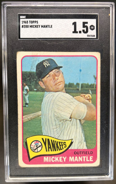 Front of 1965 Topps Mickey Mantle #350 HOF SGC 1.5