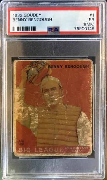 Front of 1933 Goudey Benny Bengough #1 PSA 1 (MK)