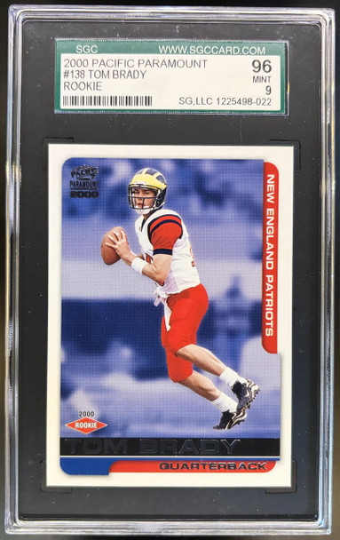 2000 Pacific Paramount Tom Brady #138 Rookie Card SGC 9 Cert 1225498-022 — front of card