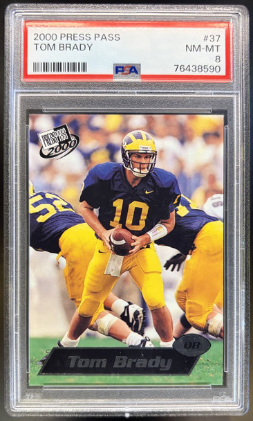 2000 Press Pass Tom Brady #37 Rookie Card PSA 8 — front of card