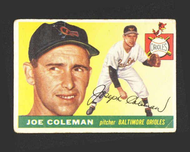 1955 Topps Joe Coleman #162 Baltimore Orioles High Number Low Grade - Creases front of card