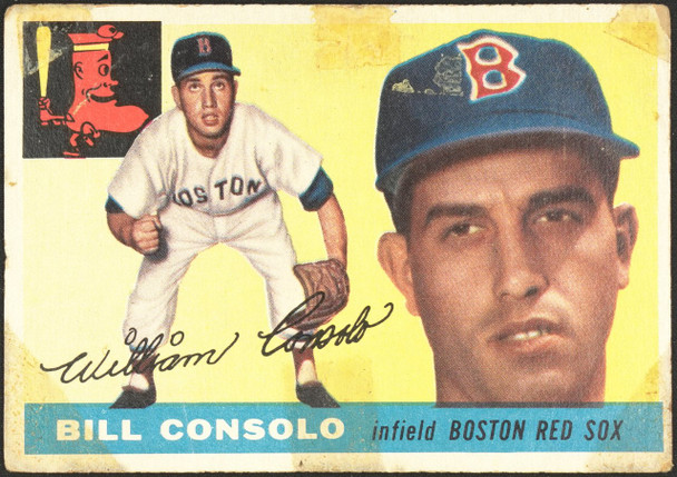 1955 Topps Billy Consolo #207 Boston Red Sox High Number Low Grade - Creases — Example A front of card