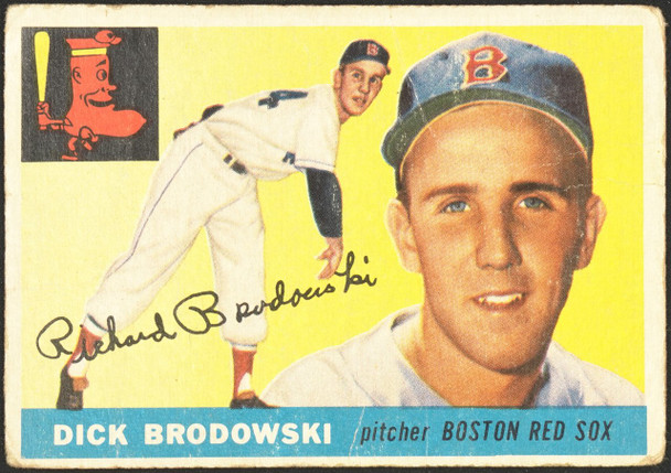 1955 Topps Dick Brodowski #171 Boston Red Sox High Number Low Grade - Creases front of card