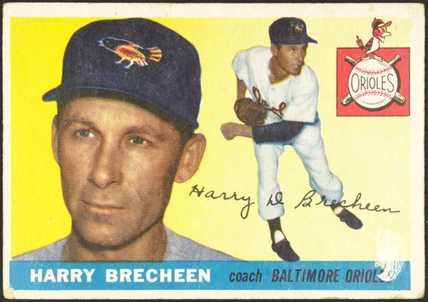 1955 Topps Harry Brecheen #113 Baltimore Orioles Low Grade - Marks front of card