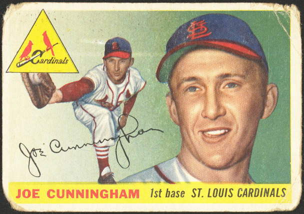 1955 Topps Joe Cunningham #37 St. Louis Cardinals RC Low Grade - Creases front of card