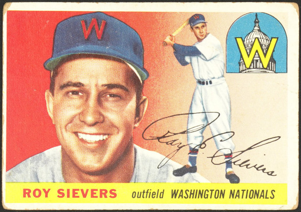 1955 Topps Roy Sievers #16 Washington Senators Fair front of card