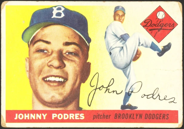 1955 Topps Johnny Podres #25 Brooklyn Dodgers Fair front of card