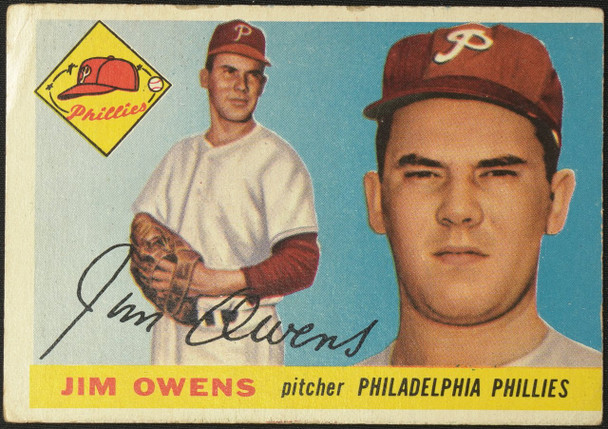 1955 Topps Jim Owens #202 Philadelphia Phillies High Number Fair front of card