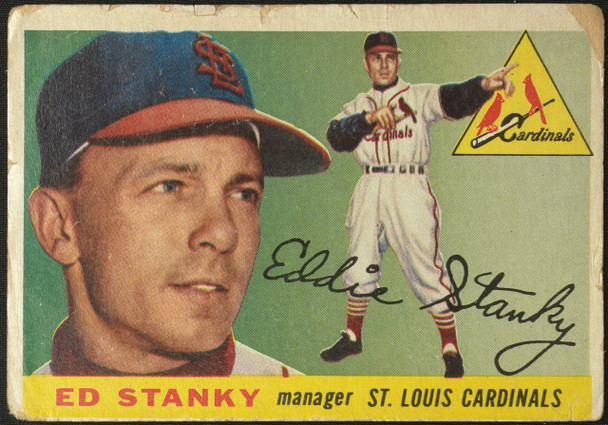1955 Topps Eddie Stanky #191 St. Louis Cardinals High Number Fair Example B front of card