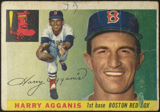 1955 Topps Harry Agganis #152 Boston Red Sox RC Low Grade - Marks front of card