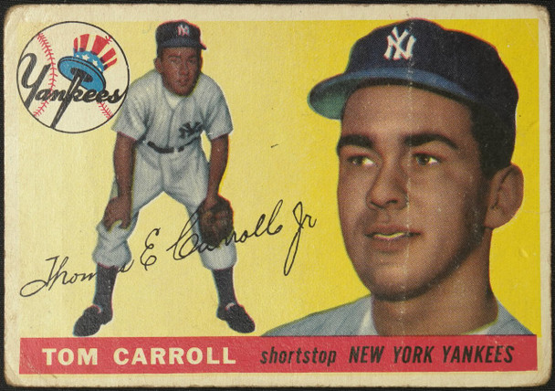 1955 Topps Tom Carroll #158 New York Yankees RC Fair Example A front of card