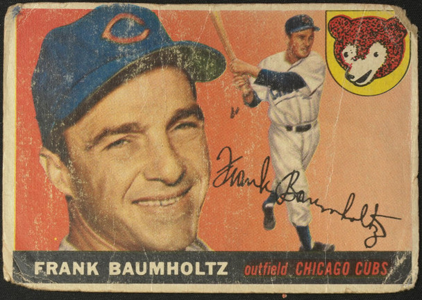 1955 Topps Frank Baumholtz #172 Chicago Cubs High Number Low Grade - Creases — Example B front of card