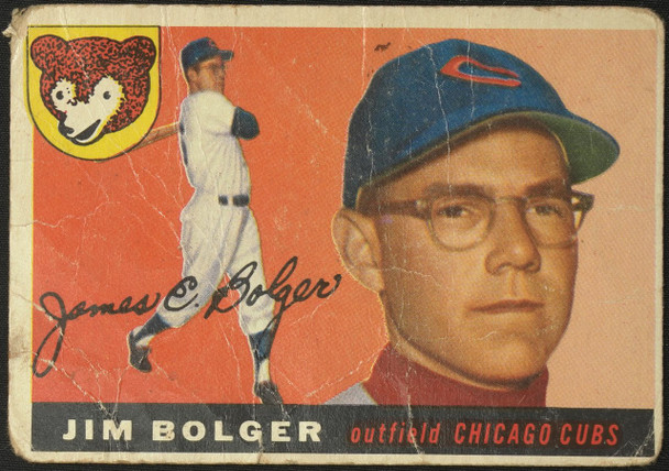 1955 Topps Jim Bolger #179 Chicago Cubs High Number Low Grade - Creases Example B front of card