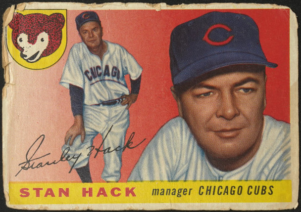 1955 Topps Stan Hack #6 Chicago Cubs Low Grade - Creases — Example B front of card
