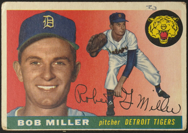 1955 Topps Bob Miller #9 Detroit Tigers Low Grade - Marks front of card