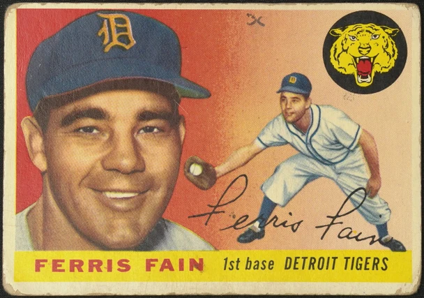 1955 Topps Ferris Fain #11 Detroit Tigers Fair — Example A front of card