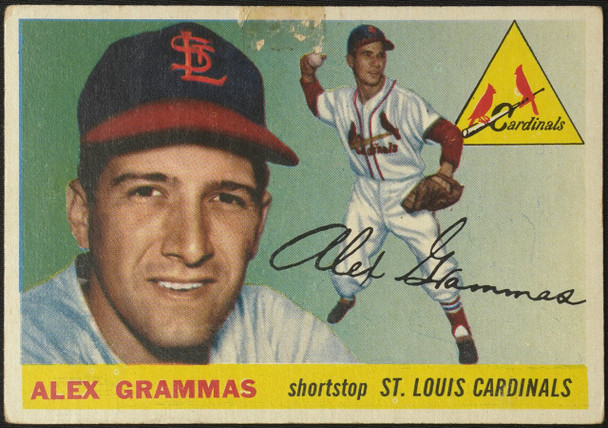 1955 Topps Alex Grammas #21 St. Louis Cardinals Fair Example A front of card