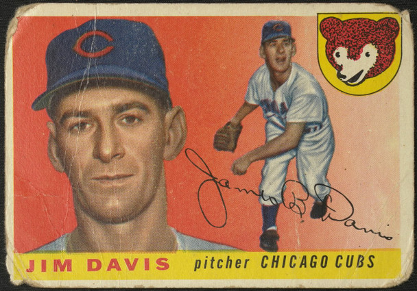 1955 Topps Jim Davis #68 Chicago Cubs RC Low Grade - Creases — Example B front of card