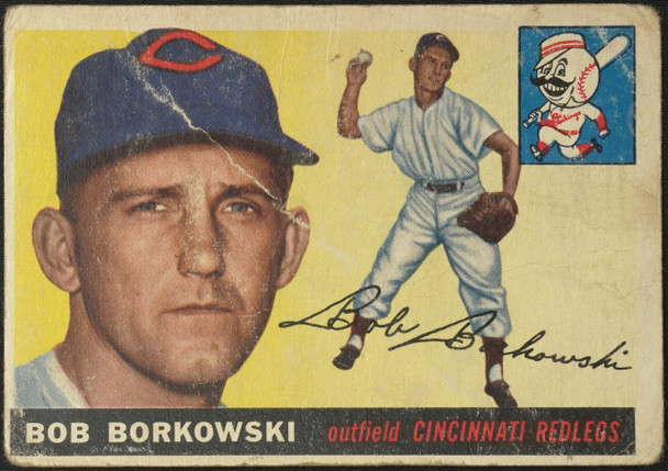 1955 Topps Bob Borkowski #74 Cincinnati Redlegs Low Grade - Creases front of card