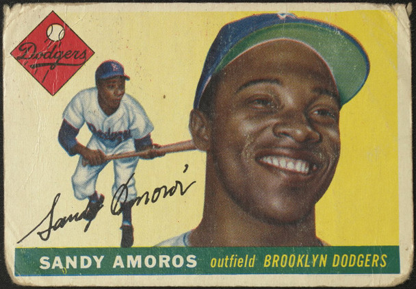 1955 Topps Sandy Amoros #75 Brooklyn Dodgers RC Low Grade - Creases — Example B front of card