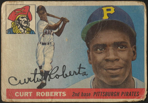 1955 Topps Curt Roberts #107 Pittsburgh Pirates Low Grade - Creases Example A front of card