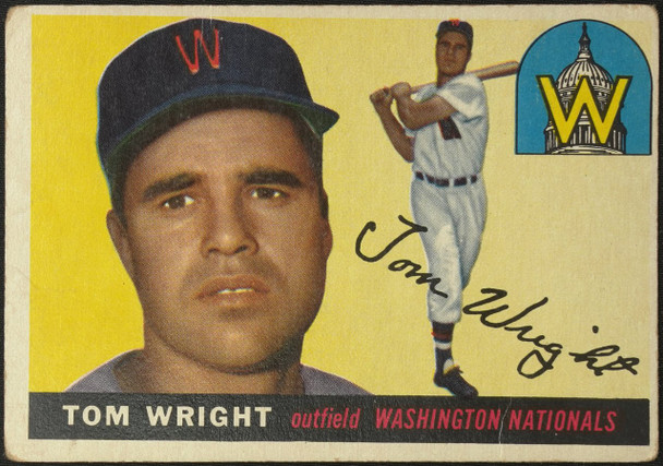 1955 Topps Tom Wright #141 Washington Senators Fair — Example A front of card