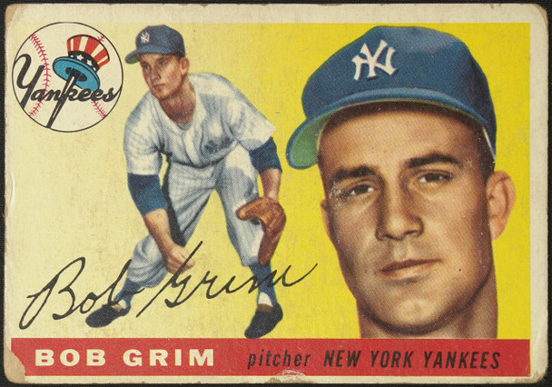 1955 Topps Bob Grim #80 New York Yankees RC Fair Example A front of card