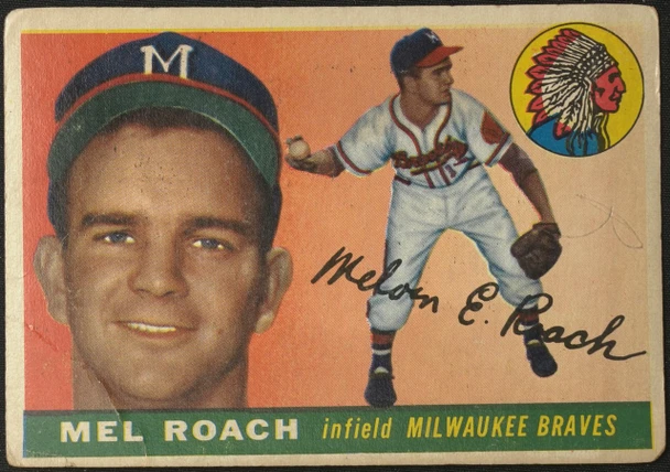 1955 Topps Mel Roach #117 Milwaukee Braves Fair Example B front of card