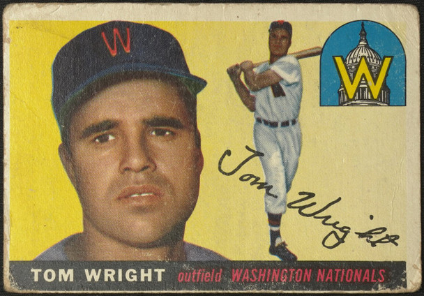 1955 Topps Tom Wright #141 Washington Senators Fair Example B front of card