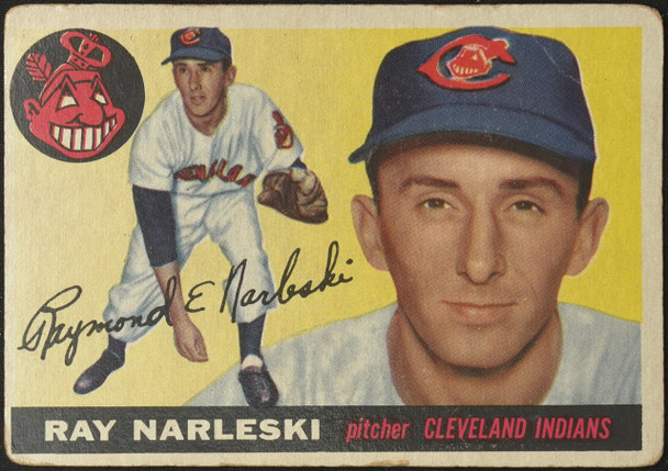 1955 Topps Ray Narleski #160 Cleveland Indians RC Low Grade - Creases Example B front of card
