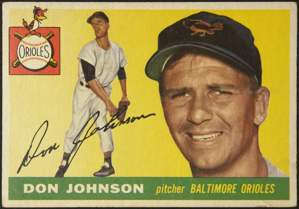 1955 Topps Don Johnson #165 Baltimore Orioles High Number Fair — Example B front of card